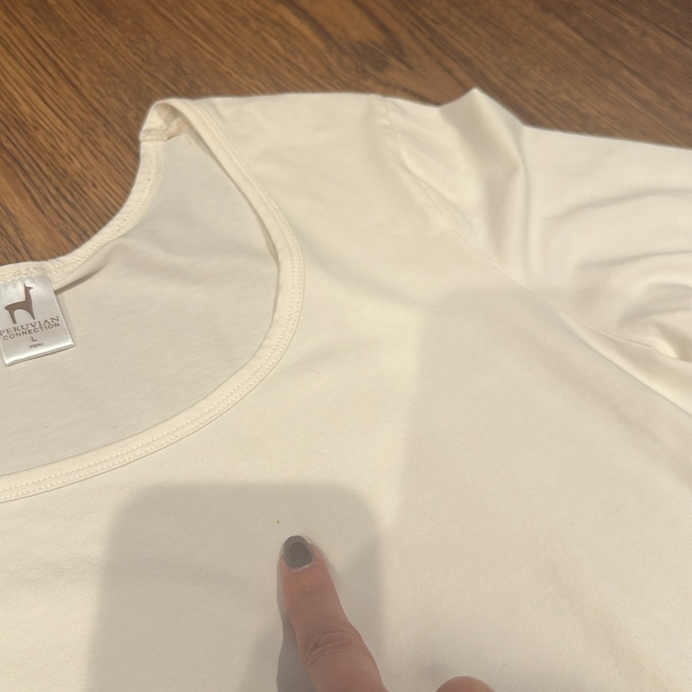 Peruvian Connection White Scoop Neck Layering Pim… - image 4